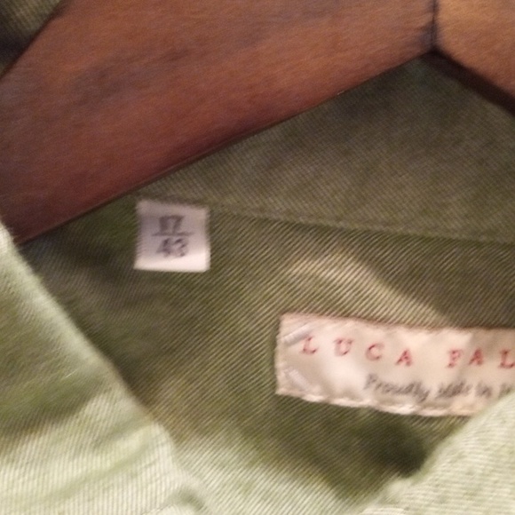 Luca Falconi Italy Oxford Cloth Collard button down front shirt 43 17 Green - Picture 4 of 4